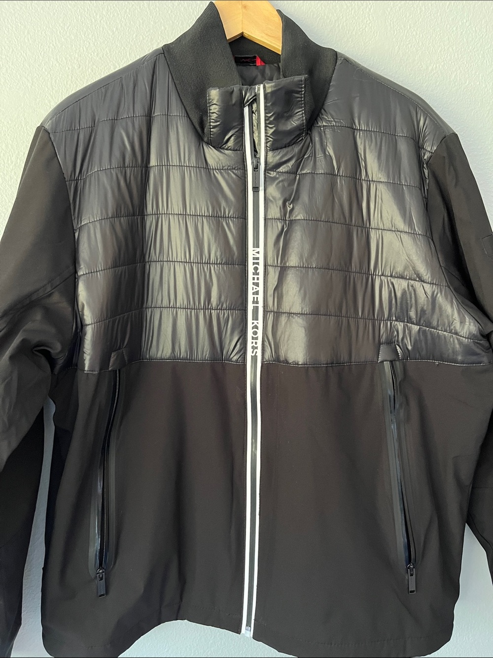 Like New Michael Kors Black Quilted Hybrid Performance Jacket Size L